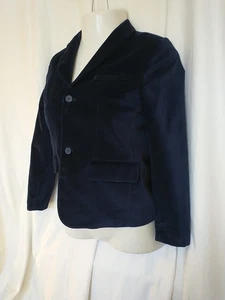 Chaqueta Blazer Zara Azul Terciopelo Mujer 11 12 Mediana Forrada de Seda Lujo 2 Botones Usada en Excelente Condición - Imagen 1 de 6