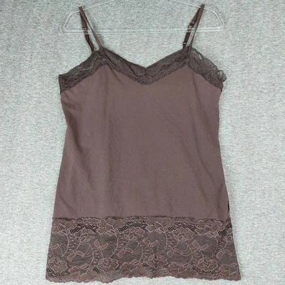 VANITY MUJER Y2K CHOCOLATE MARRÓN CORREA AJUSTABLE ENCAJE RIBETE CAMI TALLA XL Foto 1 de 4