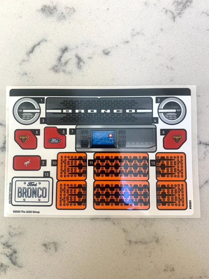 LEGO STICKER SHEET for 42213 Ford Bronco SUV, New & Genuine! - Image 1 of 1