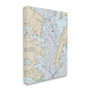 Stupell Industries Chesapeake Bay Wasserflusskarte Küstenkartographie, Design... - Bild 1 von 6