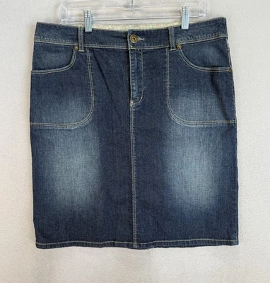 Mini falda vaquera azul denim Y2K con bolsillos delanteros con abertura trasera talla 12 talla Ruff tallada con volantes para mujer Foto 1 de 4