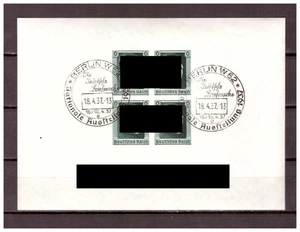 Deutsches Reich 1937 1.Nationale Briefmarkenausstellung Block 8 Sonderst.18.4.37 - Picture 1 of 1