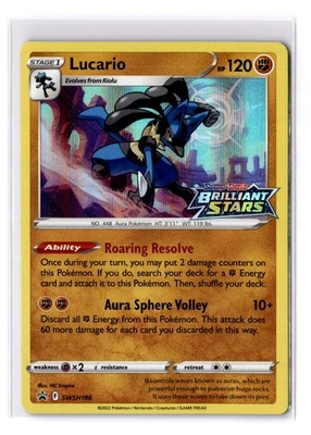 Lucario (Prerelease) - SWSH186 Sword & Shield Black Star Promo Card - NM - Image 1 of 2