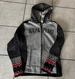 Napapijri Strickjacke Gr.L mit Kapuze grau Jacke gemustert - Bild 1 von 3