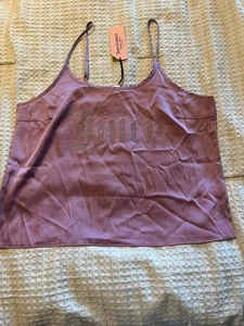 Juicy Couture M Purple Rhinestone Sleep Pajama Tank Top Slinky Logo - Picture 1 of 10