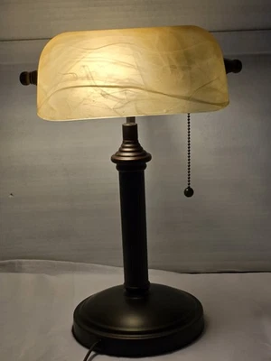 15 in. Oil Rubbed Bronze Bankers Lamp with Pull Chain By Hampton Bay Used - Image 1 of 4