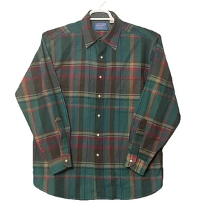 Vintage Pendleton Shirt Mens L Plaid Flannel 100% Wool Button Down Made in USA - Picture 1 of 6