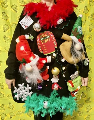 Suéter Feo Navidad Concurso Tacky GNOMES Ilumina Horrible Mujer’s 2xl Foto 1 de 4