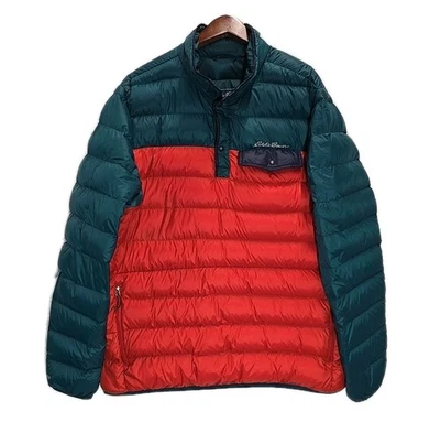 Eddie Bauer EB650 Down Pullover Jacket Men TXL Orange Teal Packable Puffer - Image 1 of 4