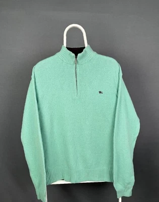 Burberry Wool Sweater Men's Size L 1/4 Zip Green - Image 1 of 4