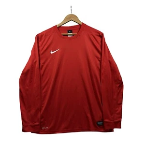 Nike Dri Fit Camicia Maniche Lunghe Uomo Grande Rosso Activewear Felpa a Compressione - Foto 1 di 14