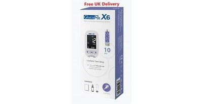 GlucoRx X6 Lactate Test Strips (10)- NEW Compatible with Glucorx X6 meter