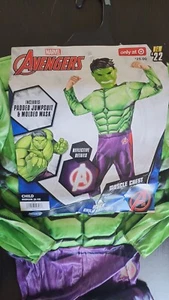 Hulk Costume Boys Large Marvel Avengers Halloween Superhero Suit Mask M 8-10 - Picture 1 of 4