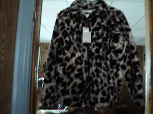 Members Mark Cozy Sherpa Full Zip Fleece Leopard Print Women’s Small New/tag - Picture 1 of 3