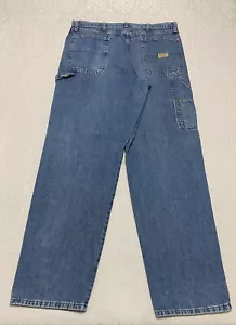 Wrangler Men's Carpenter Jeans Size 36×34 Blue Relaxed Straight Wide Leg - Picture 1 of 8