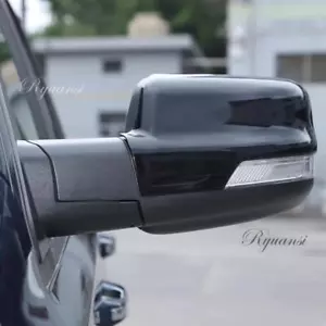 Gloss Black Side Mirror Cover Cap For Dodge Ram 1500 2019-2025 w/ Light Hole - Picture 1 of 2