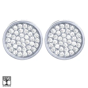 Herren Bling Iced versilbert 10 mm CZ Runde Schraubverschluss Ohrstecker BE 012 S - Bild 1 von 4