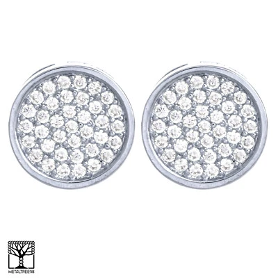 Aretes para hombre enchapados en plata helada 10 mm circonita cúbica redondos atornillados BE 012 S Foto 1 de 4