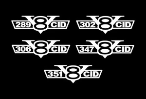 2 SMALL BLOCK V8 DECALS SBF 289 302 306 347 351 CID EMBLEM WINDSOR STICKERS  - Picture 1 of 1