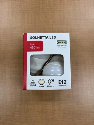IKEA SOLHETTA LED bulb E12 450 lumen, globe opal, 2700 K (2-PACK) NEW - Image 1 of 3
