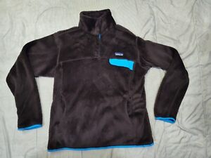 Womens Patagonia Re-Tool Snap-T Pullover Textured Fleece Brown & Blue Sz Large 
