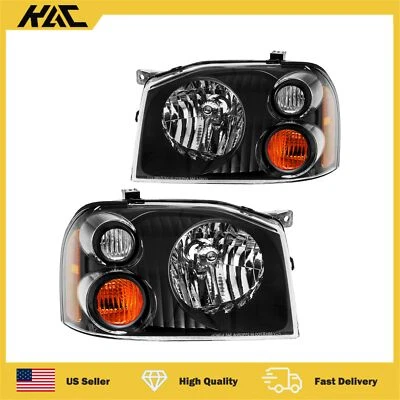 Conjunto de faros delanteros izquierdo y derecho para Frontier Nissan 01-2004 carcasa negra Foto 1 de 4