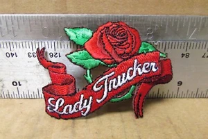 Lady Trucker with Red Rose Embroidered Patch (NOS) - Picture 1 of 4