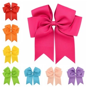 6" Baby Girls kids Ribbon 6 inch cheer Hair Bow clip Quality Bows School Clips - Picture 1 of 27