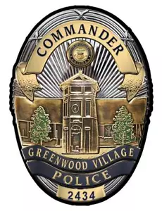 Greenwood Village, CO. Police (Commander) Department ba....all Metal Sign w # - Picture 1 of 2