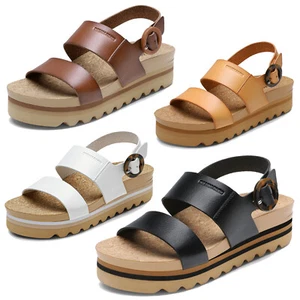 Women Wedges Sandals Comfortable Arch Support Cork Sole Platform Summer Sandals - Picture 1 of 27