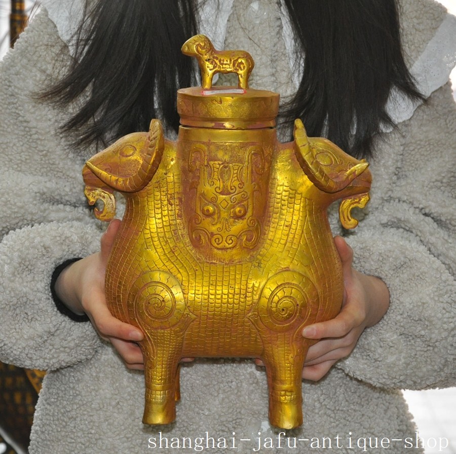 時代物 中国美術 黄銅製 真鍮製 小壺 蓋物 在銘 如意祥 唐物 中国古玩 金色中国风青铜壶| eBay