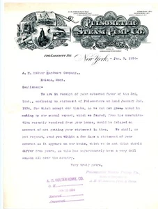 Pulsometer Dampfpumpe Co man'f des Pulsometers New York 1894 Brief - Bild 1 von 1