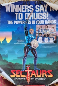 1984 SECTAURS Toy Figure Poster 31x23" Say No to Drugs Dan Fouts Chargers RARE ! - Picture 1 of 9