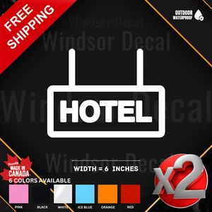 2X Hotel Sign Decal | Classic Hotel Icon Vinyl Sticker | Business Decal 6 inch - Picture 1 of 6