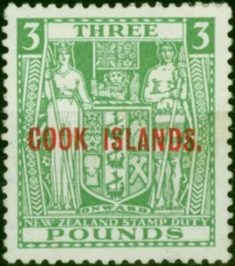 Cook Islands 1931 £3 Geen SG98a V.F & Fresh MM - Bild 1 von 1
