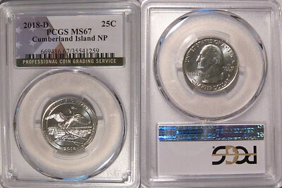 2018 D Cumberland Island NP Quarter 25c PCGS MS67 USA Flag - Image 1 of 2