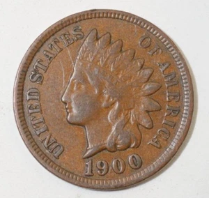 1900 Indian Head Penny, coin is a Very Fine small cent (8+ items ship for free) - Picture 1 of 2