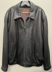 Johnston Murphy Black Soft Lamb Leather Jacket Full Zip w/Zip Out Liner Size XXL - Picture 1 of 18
