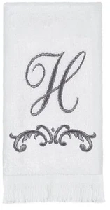 13474wpw Monogrammed Fingertip Towel H White - Picture 1 of 4