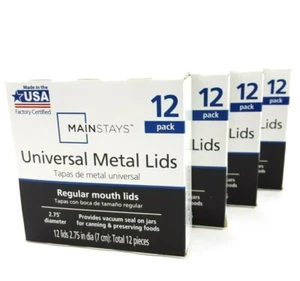 REGULAR MOUTH Einmachglas Deckel Scheiben 4 Boxen (48 Deckel insgesamt) Mainstays HERGESTELLT IN DEN USA - Bild 1 von 12