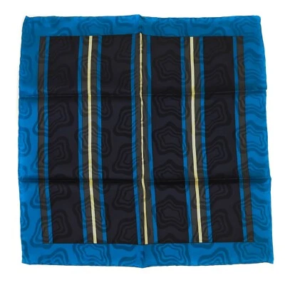 $150 New SANTOSTEFANO Handmade Blue Black Gray Silver 100% Silk Handkerchier - Image 1 of 2