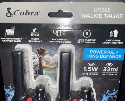 Cobra RX385 Heavy-Duty Waterproof 40-Channel Walkie Talkie Radios 2-Pack OpenBox - Image 1 of 4