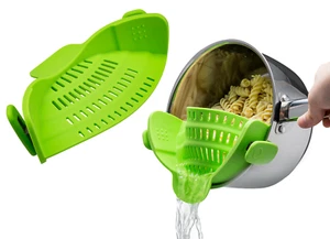 Strainer Clip On Colander Fits all Pots Bowls Snap 'N Strain Silicone Safe Pasta - Picture 1 of 8