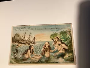 Vintage 1880s VTC Trade Card Ayers Hair Vigor Mermaid in Ocean - Picture 1 of 3
