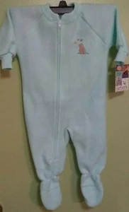 NWT Carter's Fuzzy Fleece Footed Sleepwear 6 - 12 Months Aqua - Picture 1 of 7