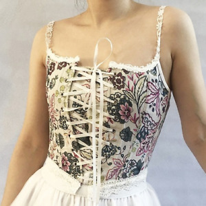 Spring Summer New Arrival Fashion Strap Print Lace Up Bustier Crop Cami Women