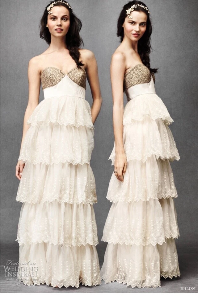 Новый BHLDN блестки и кружева платье - слоновой кости, размер 0  - Изображение 1 из 1