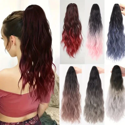 18 Inch Claw Clip Ponytail Extension Water Wave Synthetic Soft Hair Accessory - Image 1 of 4