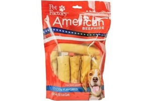 Pet Factory American Beefhide 4" Rolls Dog Chew Treats - Chicken Flavor, 10 C... - Picture 1 of 3