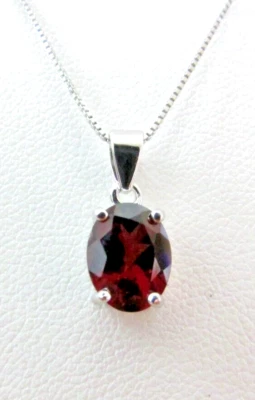 1.56 cwt. Gorgeous Red Garnet Pendant on 16” solid Sterling Silver Box Chain - Image 1 of 4